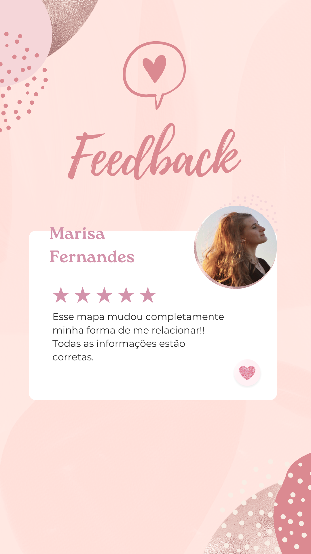 Feedback depoimento cliente print moderno rosa story do instagram